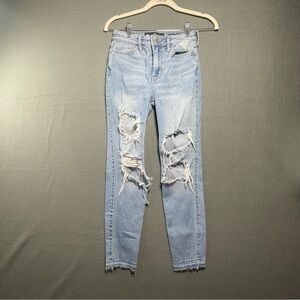 Hollister High Rise Super Skinny Crop Jeans W23 Distressed